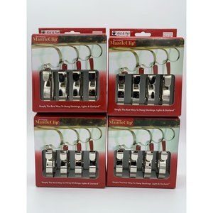 MantleClip 16 pack, Silver, Holiday Mantle Stocking Holder, Light, Garland Decor
